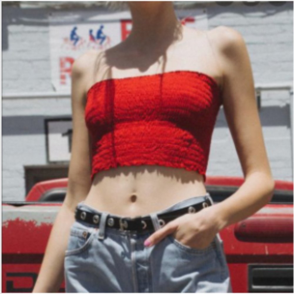 Brandy Melville Red Smocked Tube Top
